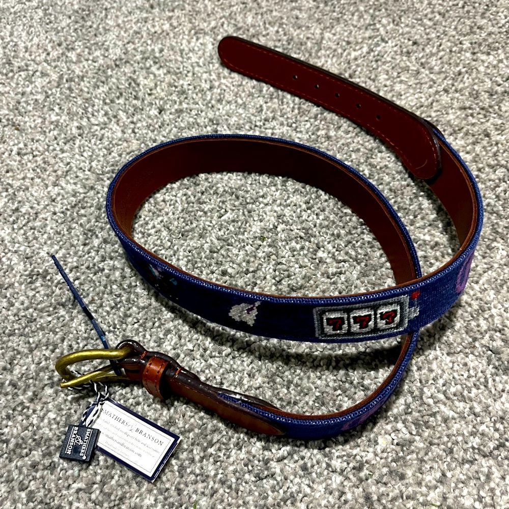 Smathers & Branson NWT Size 36 Men's Blue and Brown Leather Belt